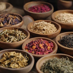 Kruiden: engelwortel, zalige distel, kliswortel, hysop, bijvoet