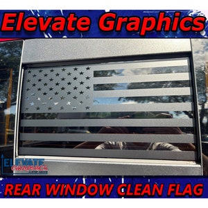 Fits GMC Sierra Rear Sliding Window Clean Flag Decal Auto Vinyl Graphics 3M Stripe Kit And Stickers Years 2019-2024
