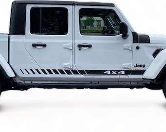 2019-2024 Fits Jeep Gladiator And Wrangler Side Rocker Three Stripes 3M Vinyl Graphics SUV Decals And Truck Stickers