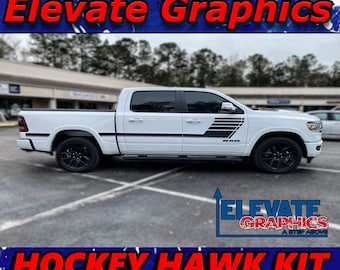 2019-2023 Fits Ram 1500 Side Hockey Hawk With Pin Decals 3m Vinyl Graphics Stickers Auto Stripes