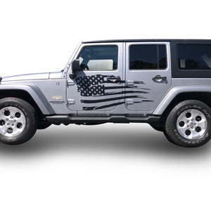 Past Jeep Wrangler Side Ripped Flag Graphics 3M Vinyl Auto Stripes Stickers En Stickers Jaren 2007-2018
