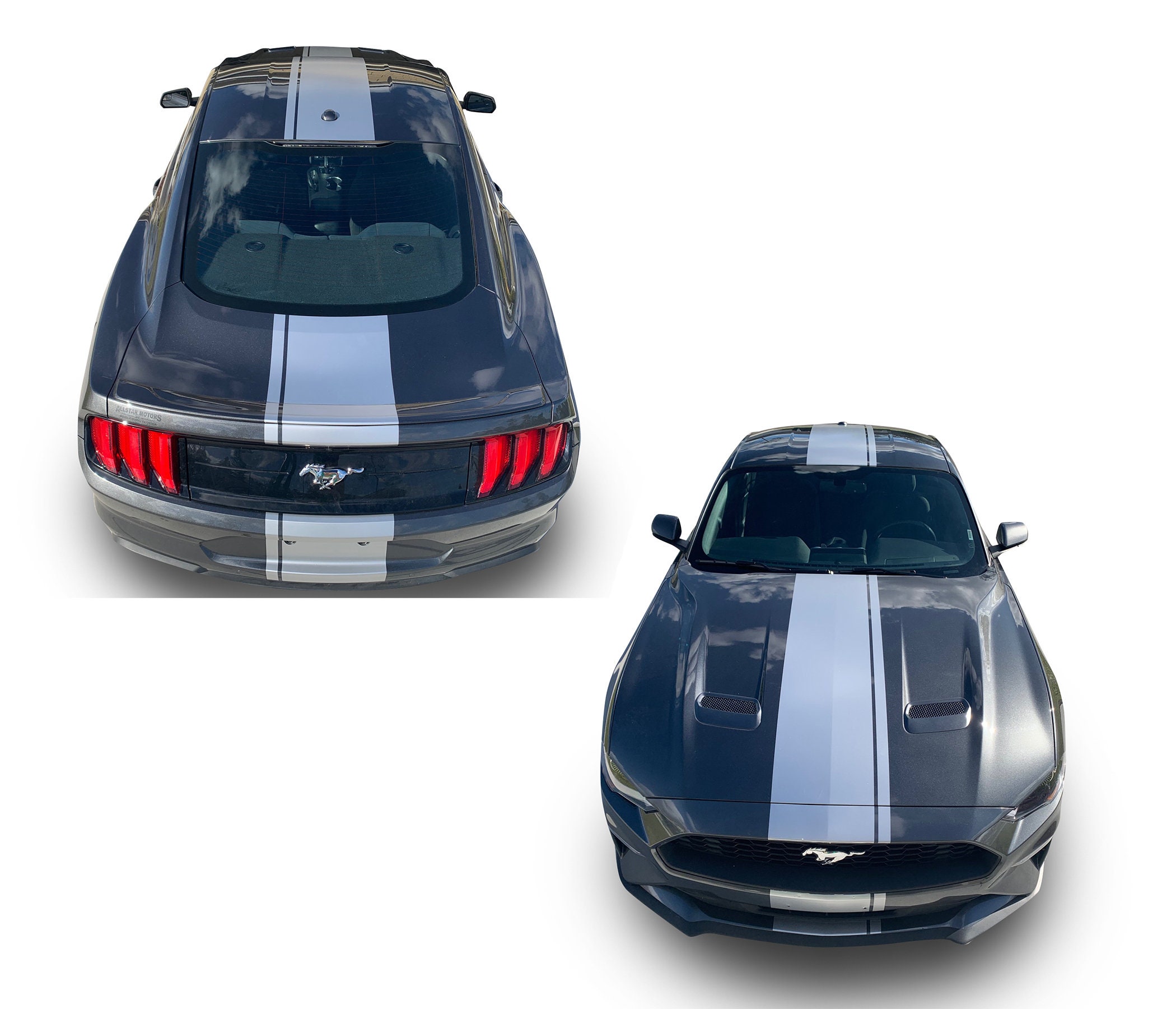 Gloss Black Vinyl Fender Racing Stripes – Driver Side, Fits Ford Mustang Shelby (24" Long)