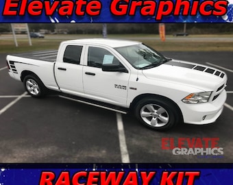 2009-2018 Fits Dodge Ram 1500 Raceway Hood And Side Stripe Graphics 3M Decal Stickers