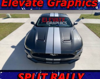 2018-2023 For Ford Mustang Split Rally Stripes Vinyl Auto Graphics 3M Decals And Stickers