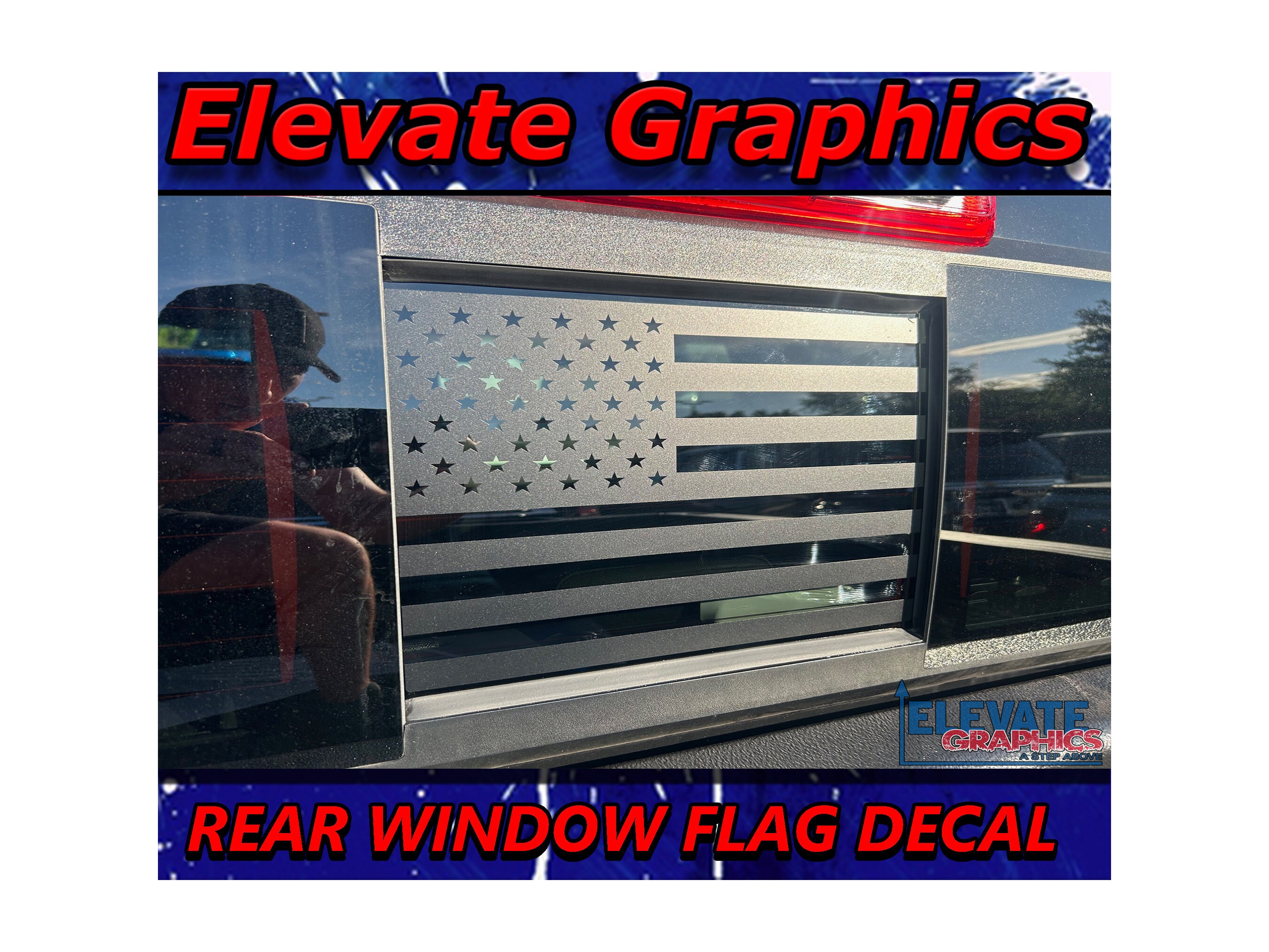 Fits Chevy Colorado Back Sliding Window Clean Flag Decal Auto