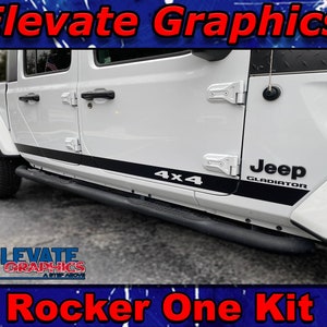 Fits Jeep Gladiator And Wrangler Side Rocker One Graphics 3M Vinyl Stripes SUV Decals And Truck Stickers 2019-2024