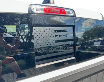 2002-2026 Fits Ram 1500 Rear Sliding Window Clean Flag We The People Stripes Auto Vinyl Graphics 3M Decals And Stickers