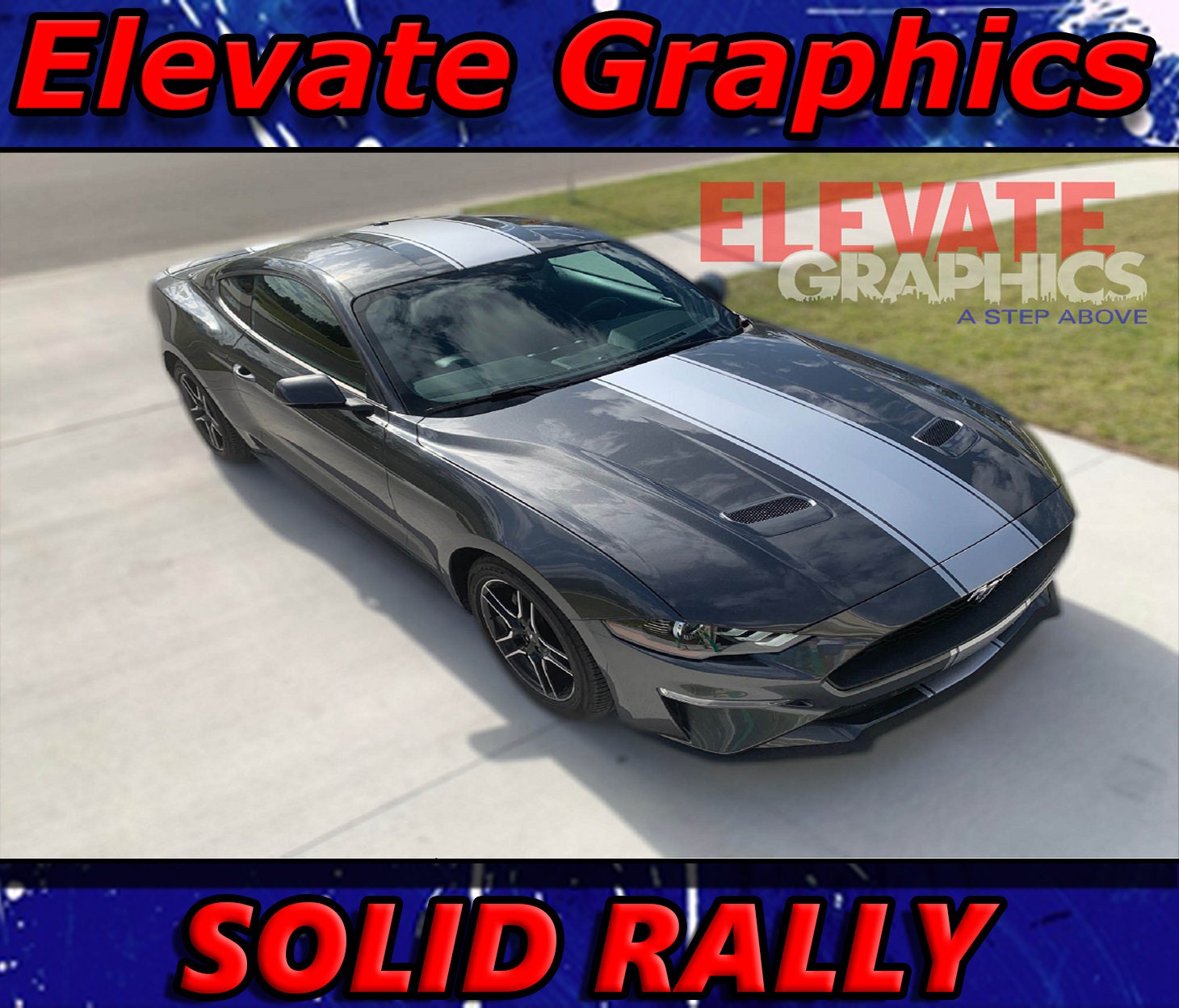 2018-2023 Fits Ford Mustang Solid Rally Stripes Vinyl Auto