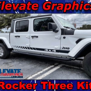 Fits Jeep Gladiator And Wrangler Side Rocker Three Graphics 3M Vinyl Stripes SUV Decals And Truck Stickers 2019-2024