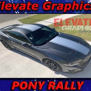 2015-2023 Fits Ford Mustang Pony Rally Stripes Vinyl Hood Auto Graphics 3M Decals And Stickers