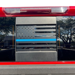 2019-2024 Passend für Chevy Silverado Hinten Schiebefenster Clean Flagge mit Blue Line Graphic Auto Vinyl Aufkleber 3M Stripe Kit und Aufklebern