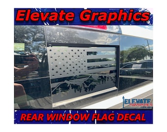 Fits Ram 1500 Back Sliding Window Clean Flag Mountain Graphics Auto Vinyl Stripes 3M Decals And Stickers Fits Years 2002-2024