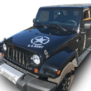 Fits Jeep Wrangler U.S. Army Hood Graphics 3M Auto Decals And Stickers Vinyl Stripes Years 2007-2023
