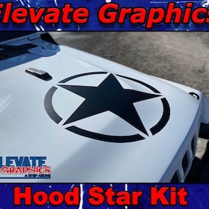 Fits Jeep Gladiator And Wrangler Star Hood Graphic 3M Vinyl Stripe SUV Decals And Stickers 2019-2024