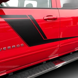 Fits Chevy Silverado Half Hockey Stick Graphics Side Stripes Years 2007-2018 Auto 3M Vinyl Decals And Stickers