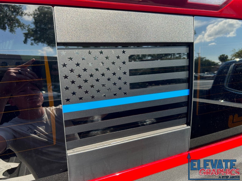 2019-2026 Fits Chevy Silverado Rear Sliding Window Ripped Flag Stickers ...