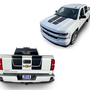 Fits Chevy Silverado Rally Beast Stripes Hood Tailgate Graphics Auto Vinyl 3m Decals And Stickers Years 2016-2018