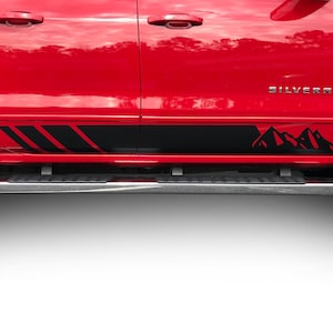 Fits Chevy Silverado Mountain Lower Rocker Graphics Auto Vinyl Stripes 3M Decals And Stickers Years 2007-2023