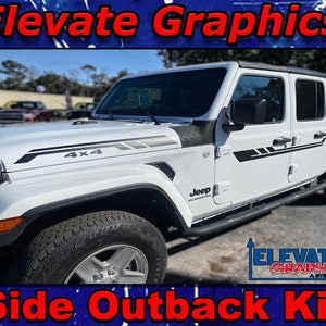 Fits Jeep Gladiator And Wrangler Side Outback Graphics 3M Hood Vinyl Stripes SUV Decals And Truck Stickers 2019-2024