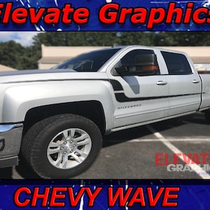2007-2018 Se adapta a Chevy Silverado Side Wave Stripes Auto Vinyl Graphics 3M Calcomanías y pegatinas