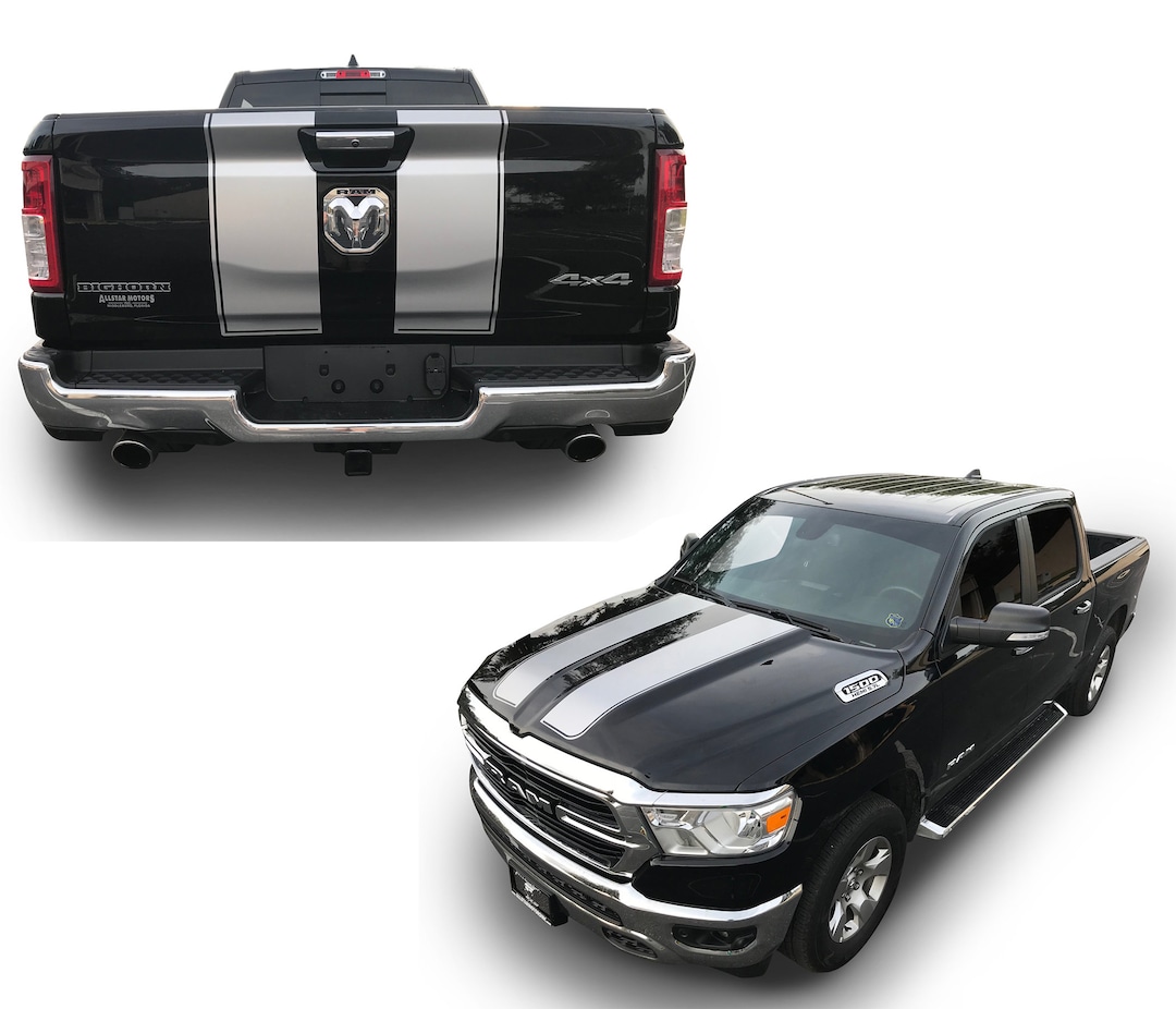 Dodge Ram 1500/2500 Hemi Rebel Custom Decal Set - Hood & Tailgate Vinyl Graphics Stickers - View #7