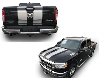 Fits Dodge Ram 1500 Rally Hood And Tailgate Graphics Stripes 3M Vinyl Decals And Stickers Years 2019-2023