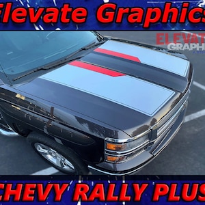 2014-2015 Se adapta a Chevy Silverado Rally Plus, dos rayas de color, gráficos para capó y portón trasero, vinilos y calcomanías 3M para autos