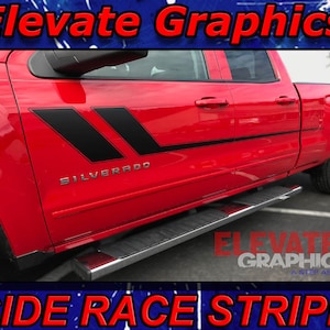 2007-2023 Fits Chevy Silverado Side Race Stripes Auto Vinyl Graphics 3M Decals And Stickers