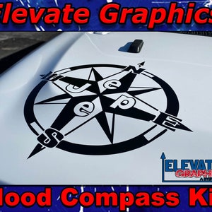 Fits Jeep Gladiator And Wrangler Compass Hood Graphics 3M Vinyl Stripes SUV Decals And Stickers 2019-2024
