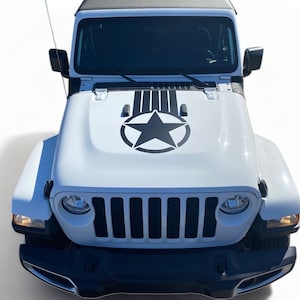 2019-2024 Fits Jeep Gladiator And Wrangler Center Hood Star Stripes 3M Vinyl Graphics SUV Decals Truck Stickers