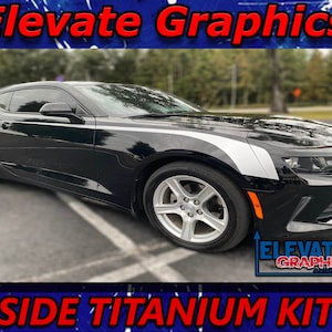 2010-2018 Fits Chevy Camaro Side Titanium Stripes Graphics 3M Auto Vinyl Decals Stickers