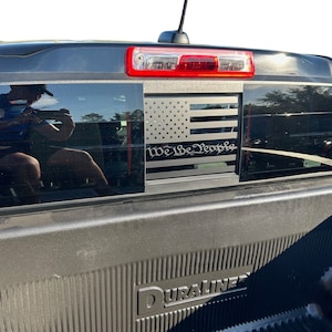 2015-2024 Fits Chevy Colorado Back Sliding Window Flag We The People Stripes Auto Vinyl Decals 3M Graphics And Stickers