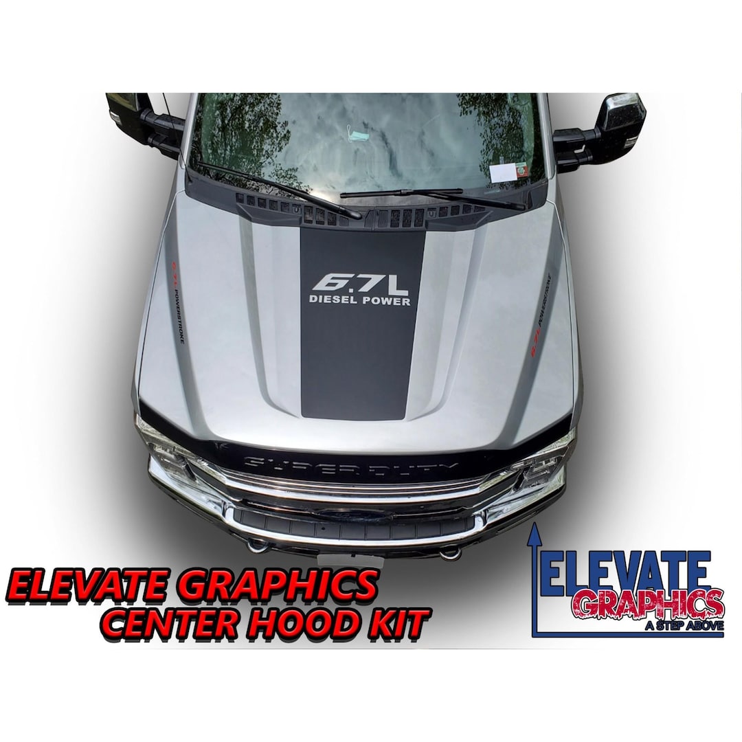 Fits Ford F250 / F350 Center Hood Graphics 2017-2026 | Truck Stripe Kit ...