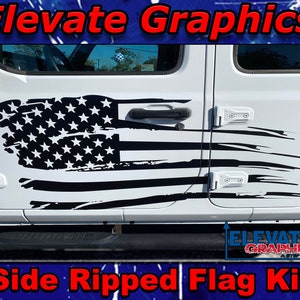 Fits Jeep Gladiator And Wrangler Side Ripped Flag Graphics 3M Vinyl Stripes SUV Decals And Truck Stickers 2019-2024