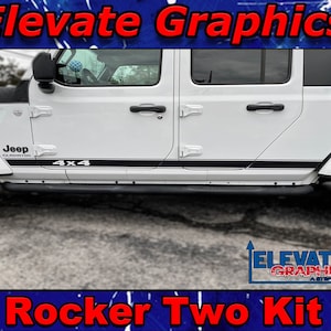 Fits Jeep Gladiator And Wrangler Side Rocker Two Graphics 3M Vinyl Stripes SUV Decals And Truck Stickers 2019-2024