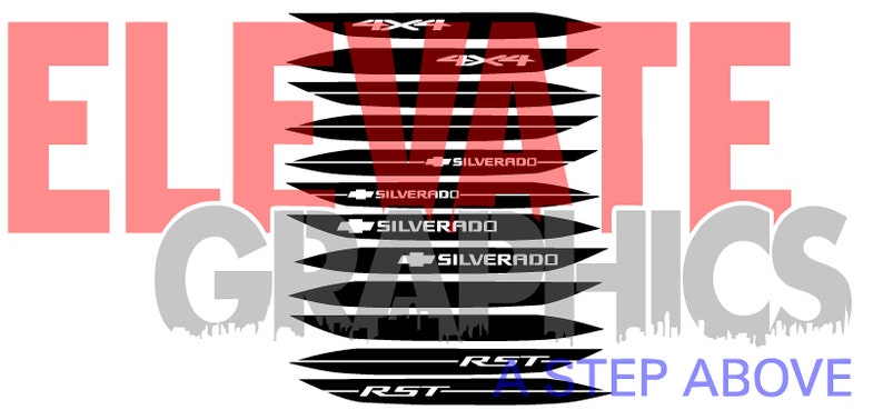 thumbnail image 2 of Chevrolet Silverado 2019-2023 Hood Spear Spike Decals Stripes – 3M/Oracal – Pick Your Color 2 of 4
