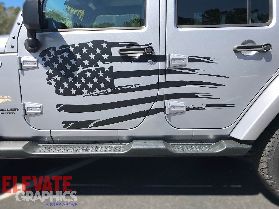 Fits Jeep Wrangler Side Ripped Flag Graphics 3M Vinyl Auto Etsy