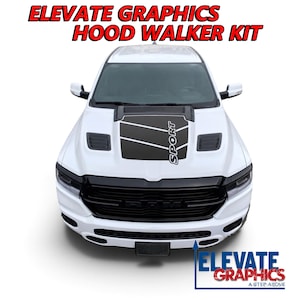 Fits Ram 1500 Graphics Sport Hood Walker Stripes 2019-2027 | Truck Decals Kit | Vinyl Auto Stickers | Pickup Graphic