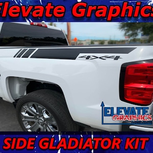 2007-2023 Se adapta a Chevy Silverado Side Gladiator Stripes Auto Vinyl Graphics 3M Calcomanías y pegatinas