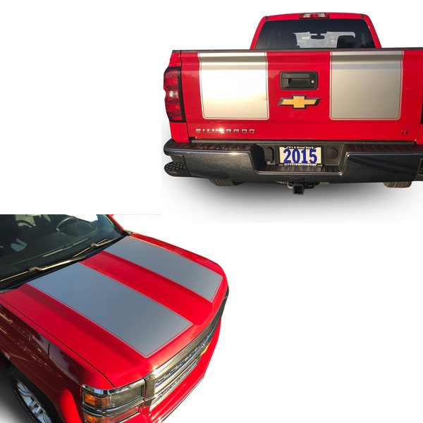 Fits Chevy Silverado Rally Hood And Tailgate Graphics Years 2014-2015 Auto Stripes 3M Vinyl Decals And Stickers