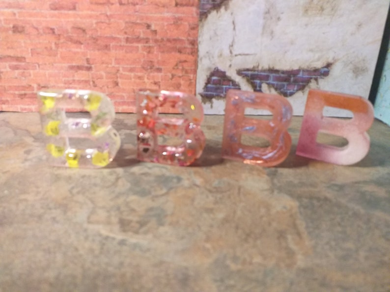 with Handmade Tassel Handmade Initial B Keyring Various Colours and Designs Resin Custom Made Original Resin /& Ink Letter B keychain
