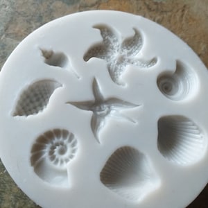 Sea Life Silicone Mould Starfish & Seashells | Food Grade Mould for Cake Decorating, Chocolate, Resin, UV Resin, Polymer Clay