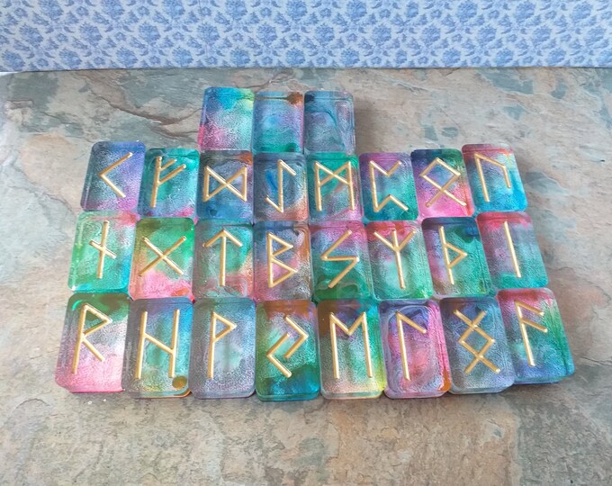 Handmade Runescape Runes Handmade Resin Runes, Alcohol Ink, Norse Viking Runes, Mica, Elder ...