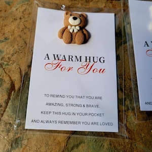 Een warme knuffel voor jou – Pocket Hug Bear | Aanmoedigingscadeau | Token Je bent geliefd | Minicomfortabel aandenken | Ik denk aan je cadeau