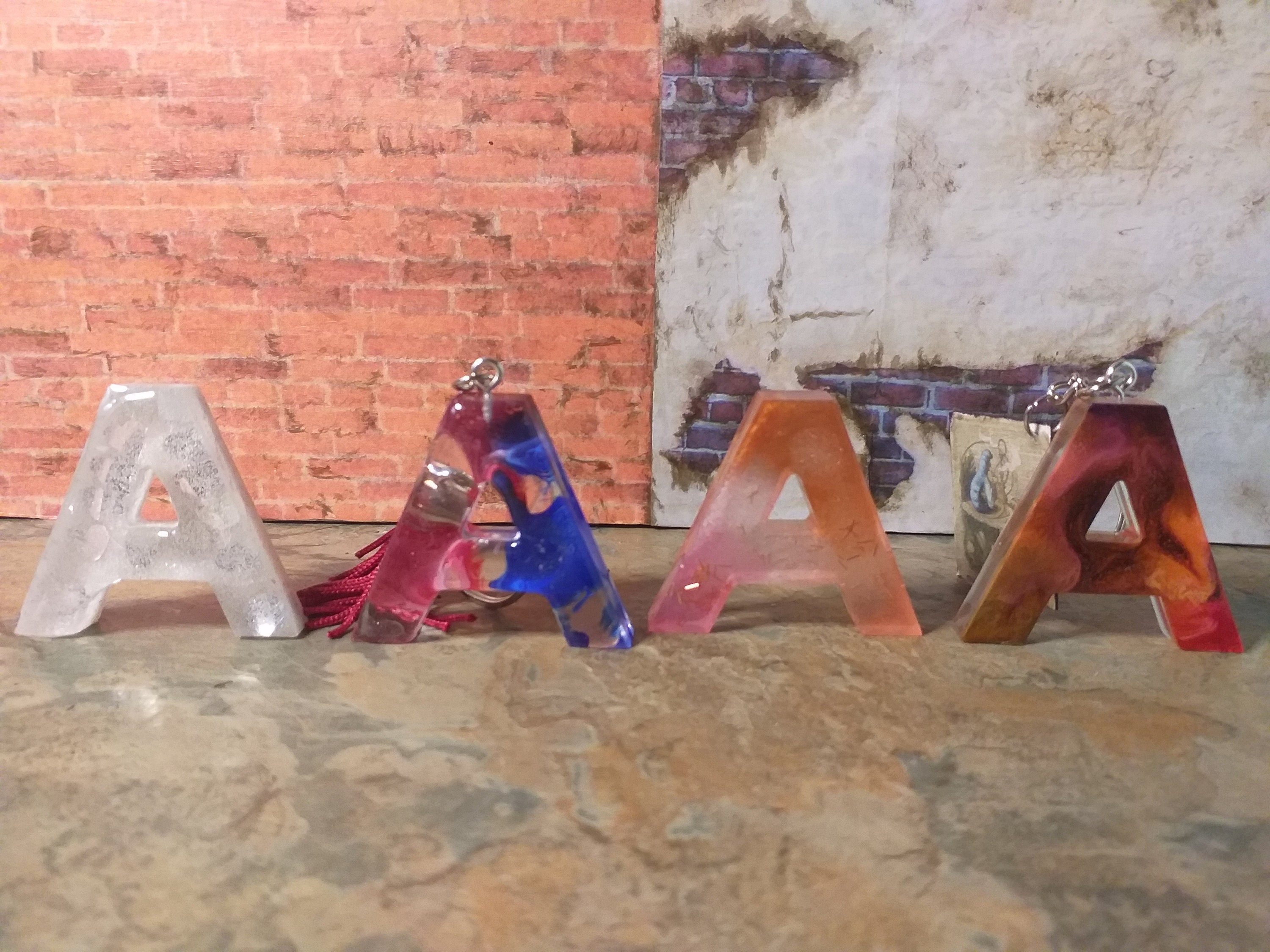 with Handmade Tassel Handmade Initial B Keyring Various Colours and Designs Resin Custom Made Original Resin /& Ink Letter B keychain