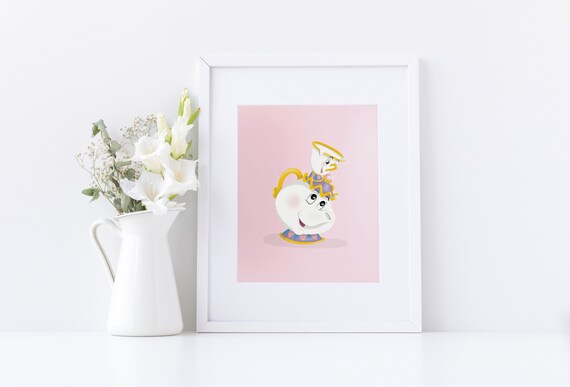 Disney Mrs Potts Wall Decor Art Print For Nursery Baby Shower Gift Cartoon Art For Kids Bedroom Printable Art Character Beauty And The Beast