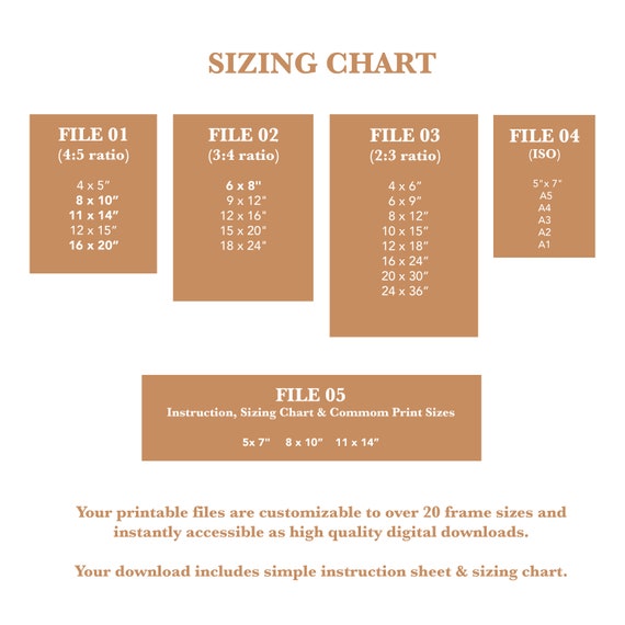 Digital Print Sizes Chart