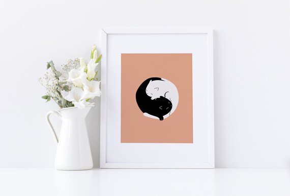 Cat Peace Sign Art Print Urban Boho Digital Decor For Bedroom Animal Portrait Wall Decor Ideas For Dorm Room Trend 2019 Style Comic Anime
