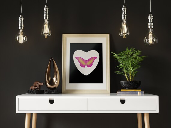 Butterfly Print Contemporary Art Kylie Jenner Home Decor Accent Black And White Minimalism Animal Art Damien Hirst Digital Print For Bedroom