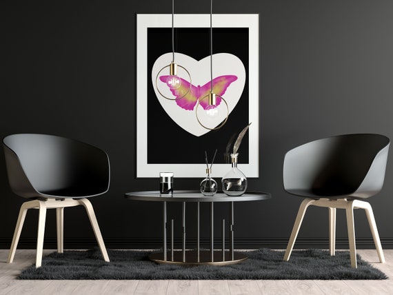 Butterfly Print Contemporary Art Kylie Jenner Home Decor Accent Black And White Minimalism Animal Art Damien Hirst Digital Print For Bedroom